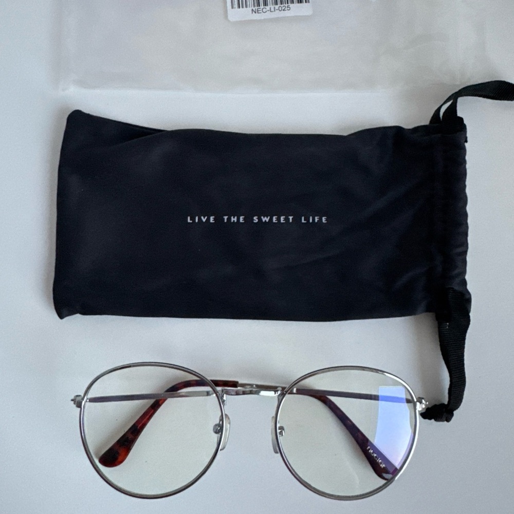 New! NECTAR Flatiron Blue Light Blocker  Silver Frame Clear Lens Includes Pouch